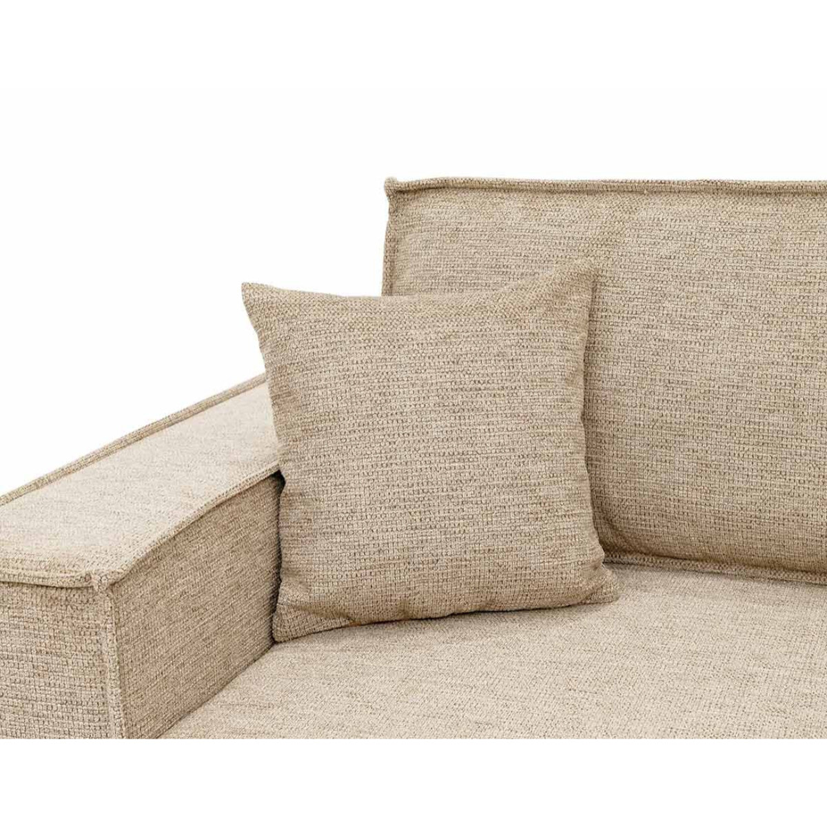 Cezanne - Canapé panoramique en U 7 places convertible avec coffre en tissu texturé - Beige
