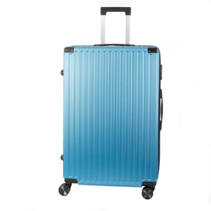 DAM Valigia grande volume trolley rigida ultra leggera, in ABS ad alta resistenza con angoli rinforzati. Chiusura numerica e 4 ruote doppie estraibili e girevoli a 360°. 51x30x77 Cm. Colore: Blu Denim