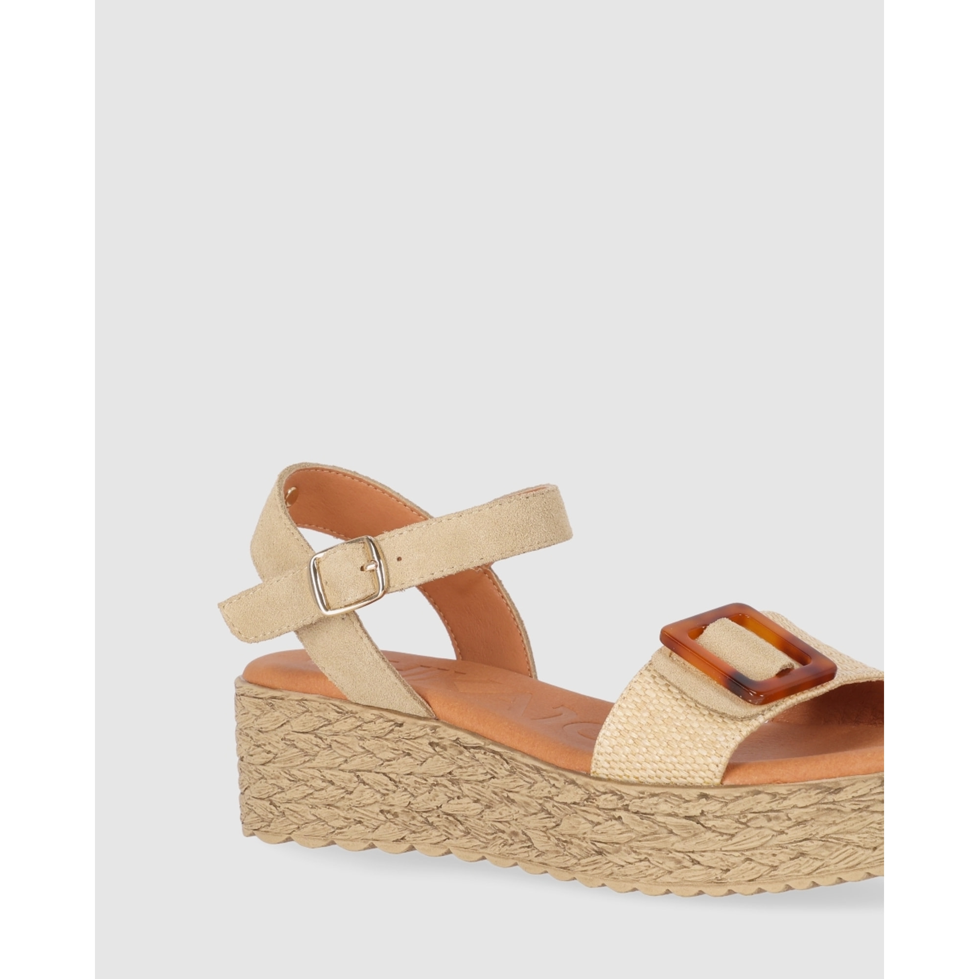Sandalias de Serraje - Natural - Tacón: 5 cm