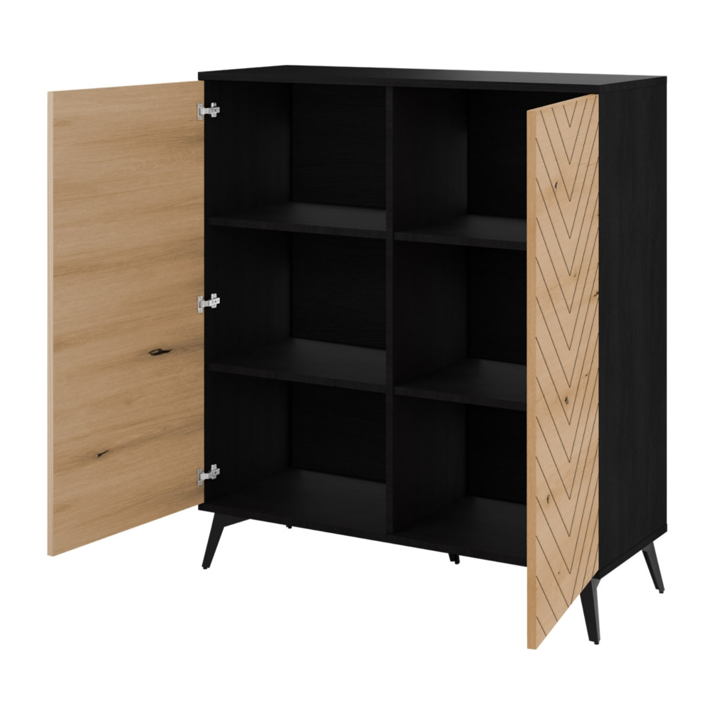 Peter - buffet haut - bois et noir - 104 cm - style industriel - Noir / Bois