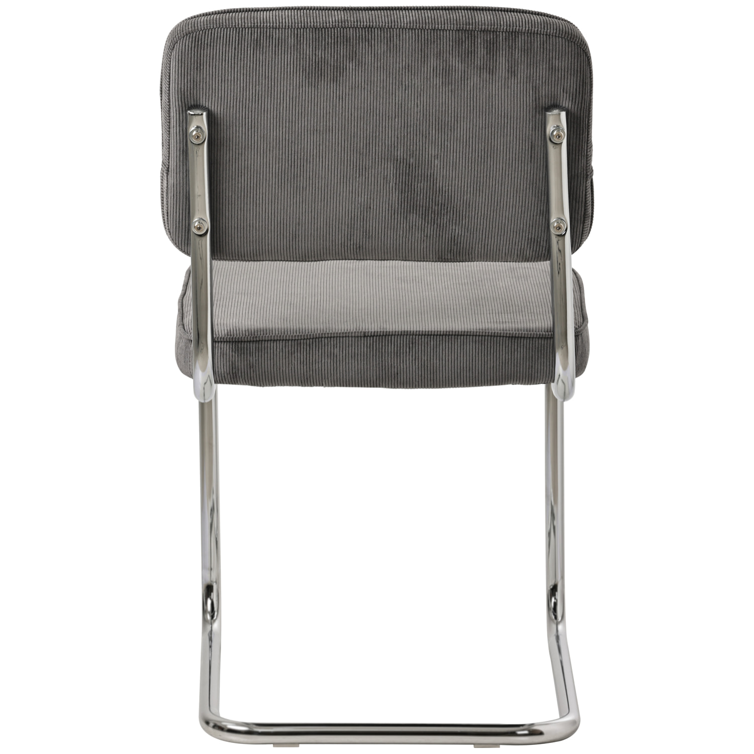 Lot de 2 chaises cantilever en velours côtelé gris MARIA