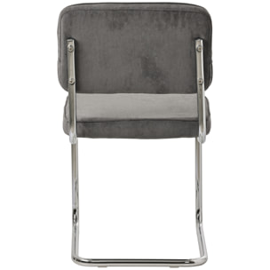 Lot de 2 chaises cantilever en velours côtelé gris MARIA