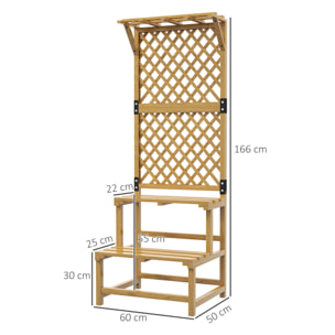 Soporte para Plantas de Madera Estantería para Plantas de 2 Niveles Soporte para Macetas Exterior con Enrejado para Jardín Patio Terraza 60x50x166 cm Natural