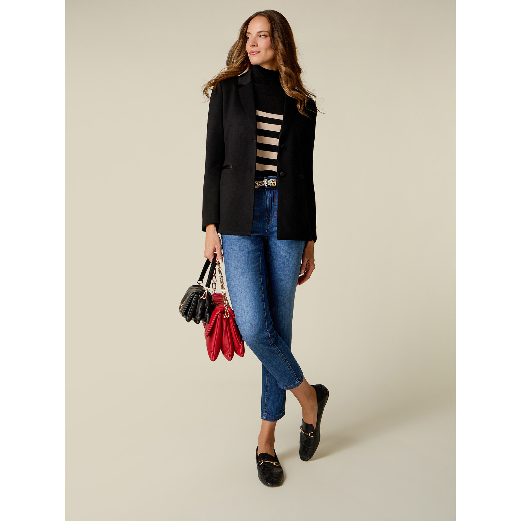 Oltre - Jeans skinny washed con rivetti sul fondo gamba - Blu