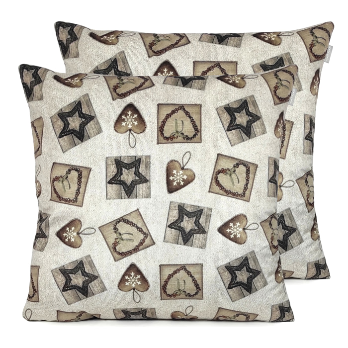 Lot de 2 housses de coussin en velour de Noël WARM 60x60 cm