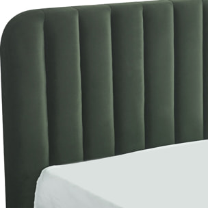 Lit coffre avec tête de lit en velours - AVA