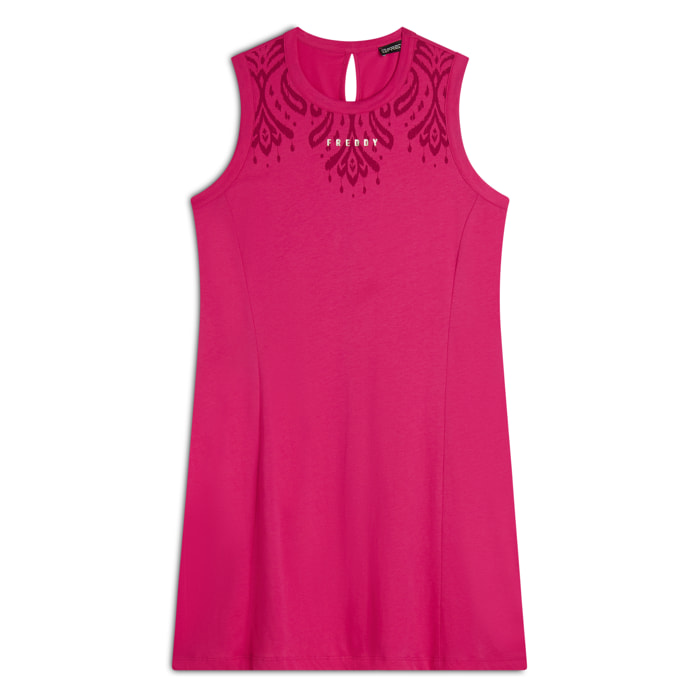 Vestito senza maniche in jersey con dettagli floreali