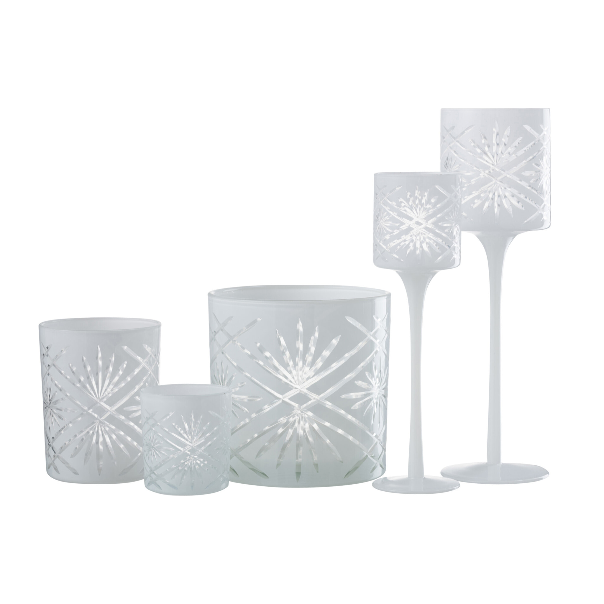 J-Line photophore sur Pied Santorini - verre - blanc - large