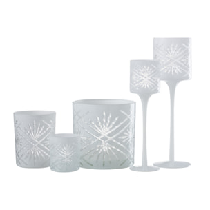 J-Line photophore sur Pied Santorini - verre - blanc - large