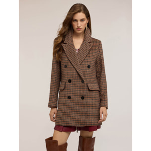 Motivi - Cappotto slim fantasia check - Marrone