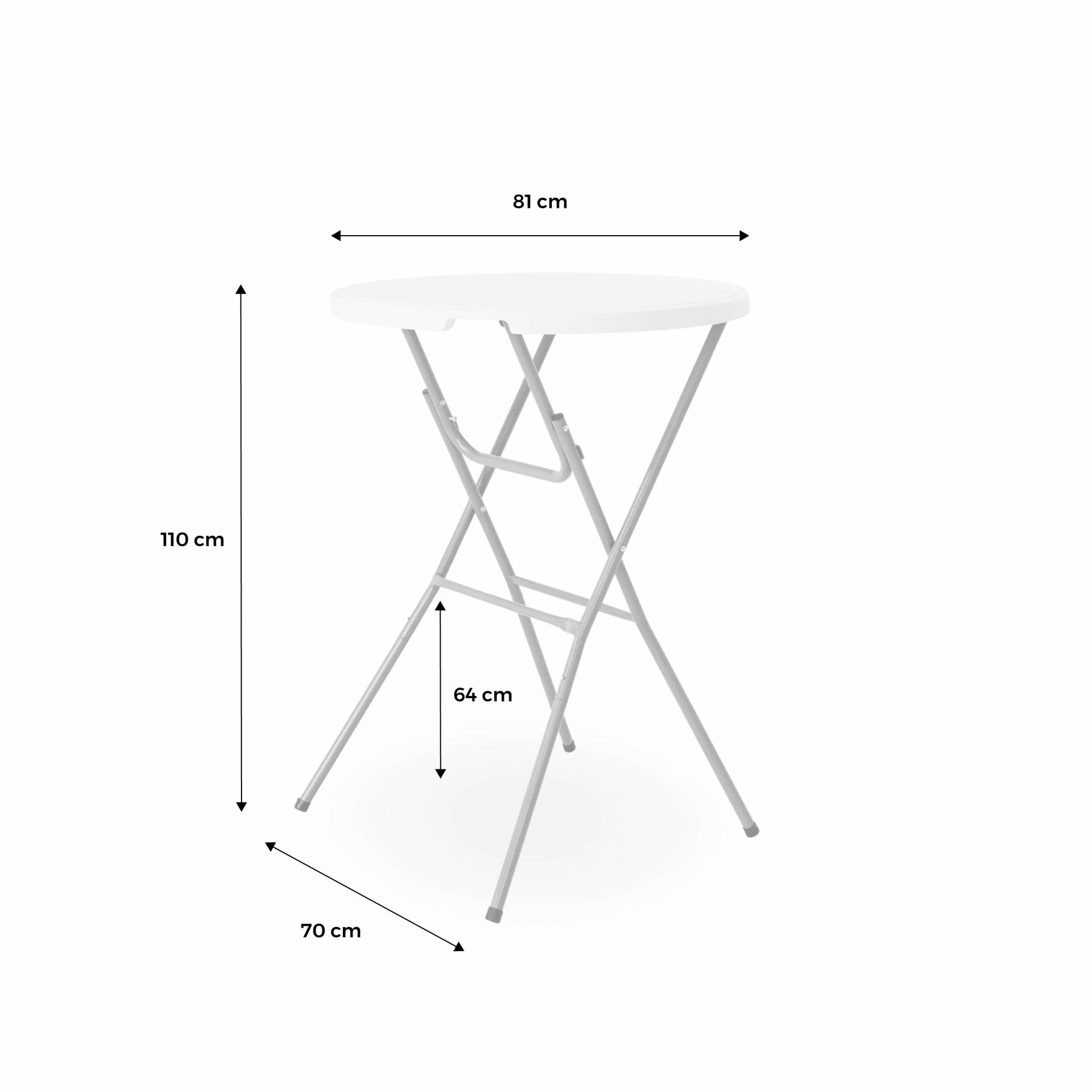 Lot de 2 tables hautes de réception – GALA – Mange debout. pliables. Ø80cm x 110cm