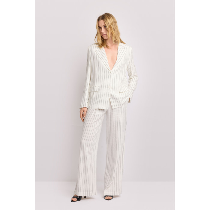 Kocca - Giacca doppiopetto a righe Donna, Righe, Scollo a V