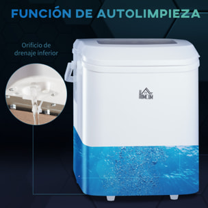 Máquina de Hielo 12 kg/24h Máquina de Hacer Hielo Autolimpieza 9 Cubitos de Hielo en 6-12 Minutos 2 Tamaños de Cubitos Máquina de Hielo para Casa con Asa Cuchara Cesta Crema