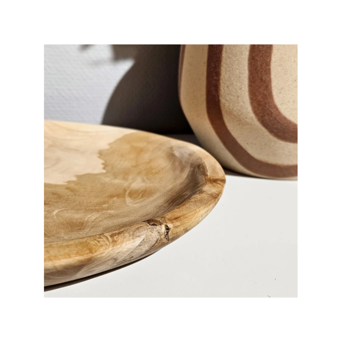 Bol Plat décoratif D. 27 cm teck naturel artisanale - BIBOU