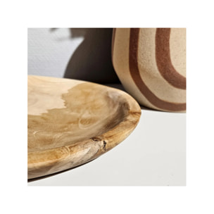 Bol Plat décoratif D. 27 cm teck naturel artisanale - BIBOU