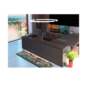 RICCI Alfombra lavable de cocina dibujos con paisaje multicolor, varias medidas disponibles.