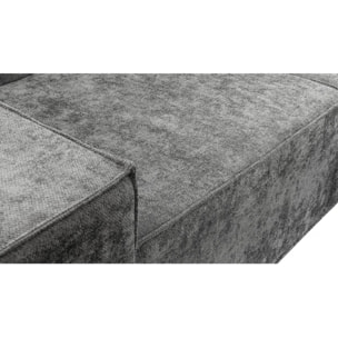 Canapé droit modulable avec ottoman en tissu texturé "Lusso" - 3 places - Gris