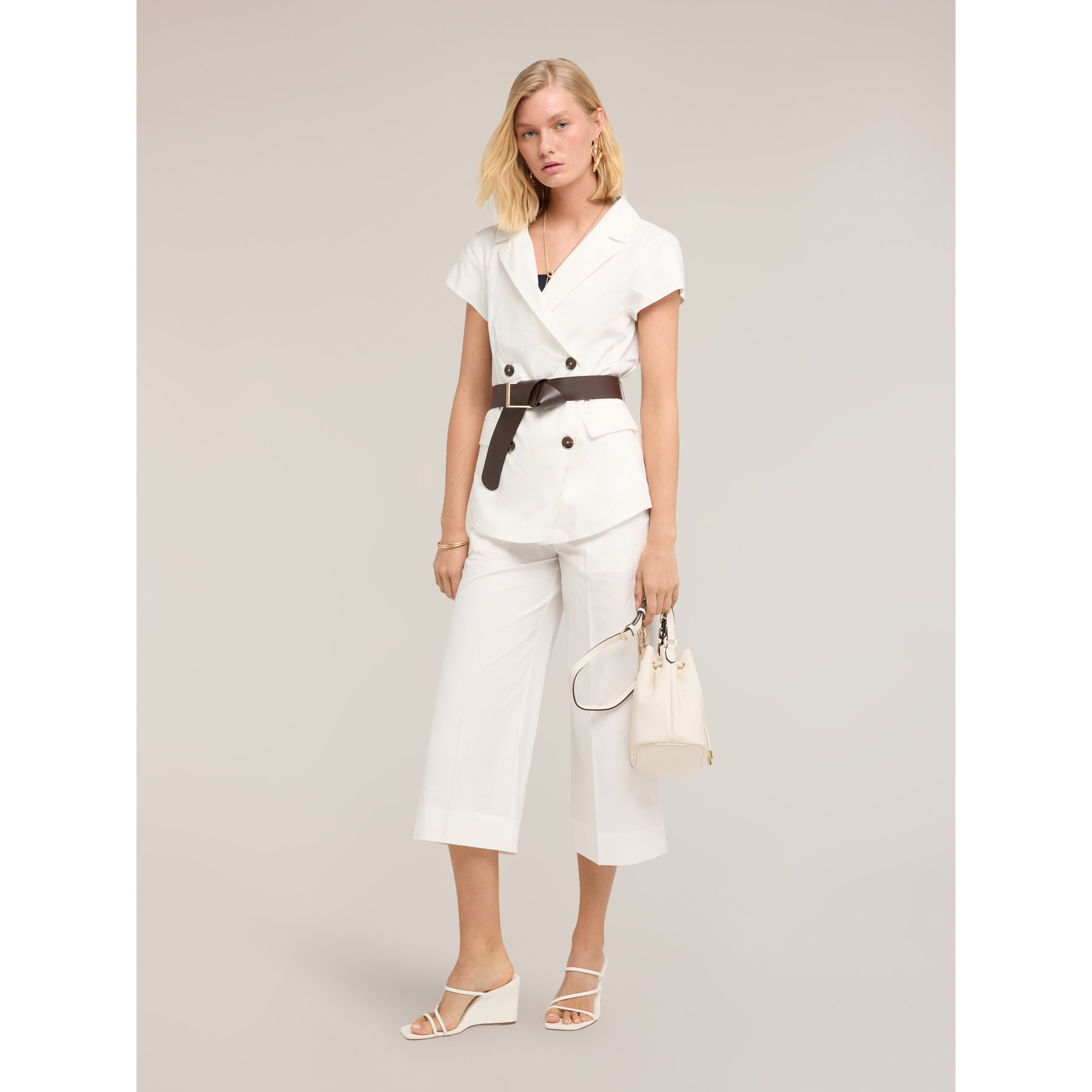 Motivi - Blazer doppiopetto a manica corta - Bianco