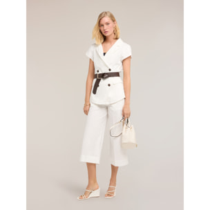 Motivi - Blazer doppiopetto a manica corta - Bianco