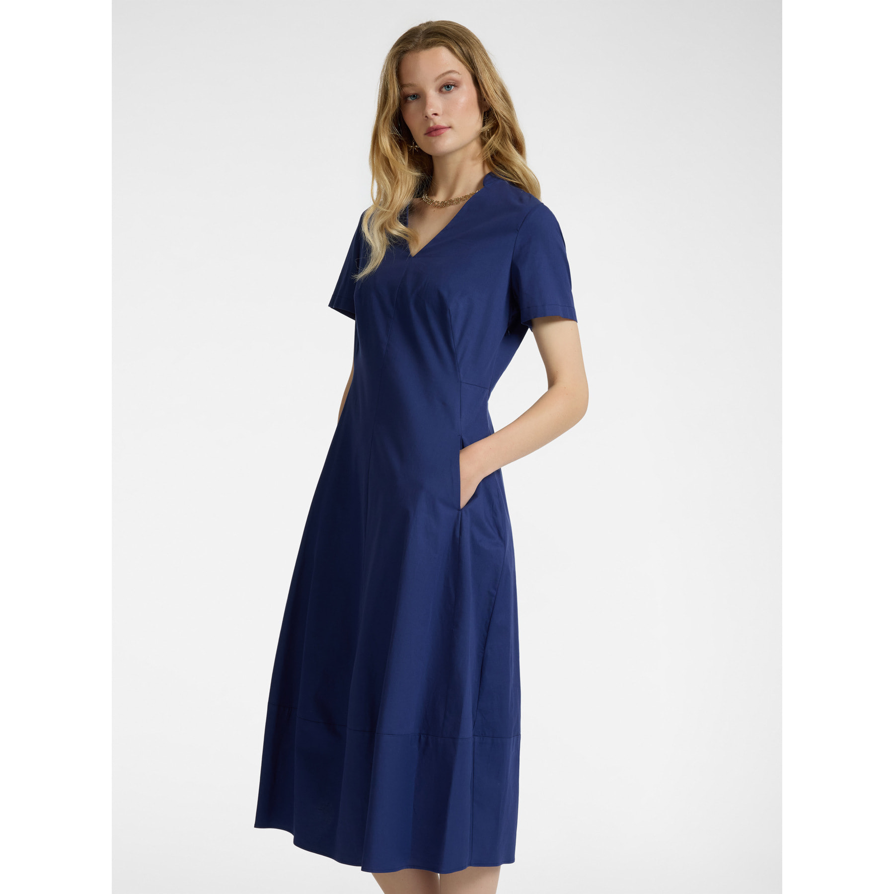 Elena Mirò - Vestido evasé de algodón - Azul