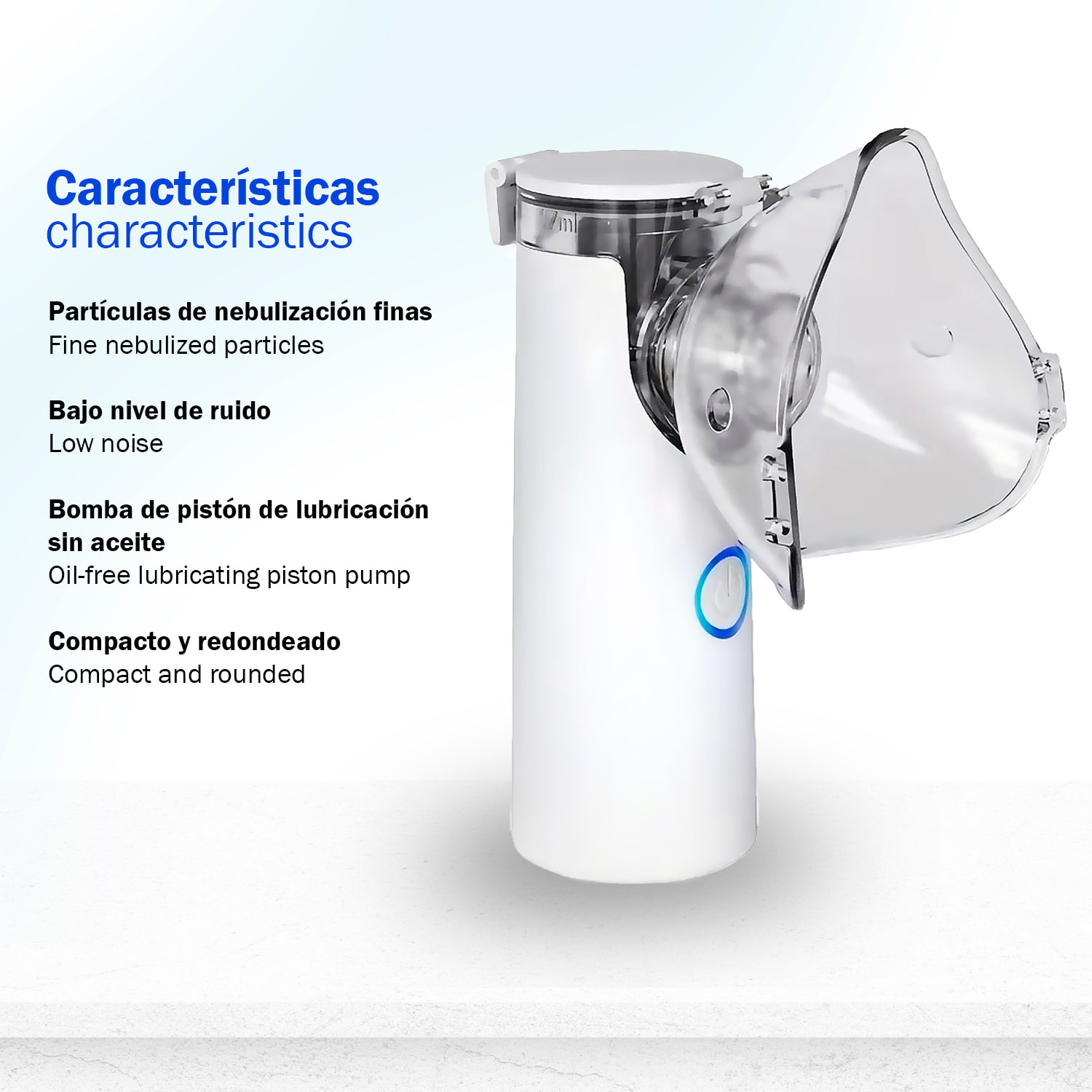 Nebulizador portátil JSL-W301, para el cuidado del asma, alergias y otros trastornos respiratorios. Incluye mascarillas infantil y adulto.