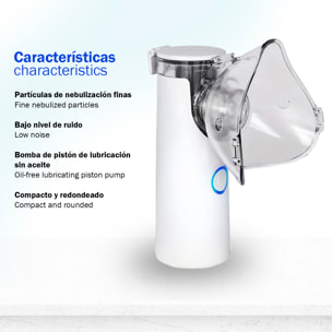 Nebulizador portátil JSL-W301, para el cuidado del asma, alergias y otros trastornos respiratorios. Incluye mascarillas infantil y adulto.