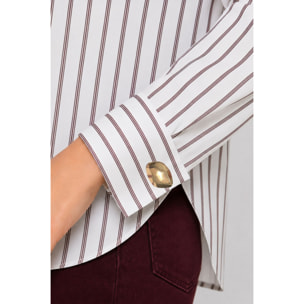 Kocca - Camicia a righe in misto cotone con incrocio in vita Donna