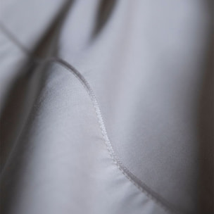 Parure de lit unie en satin de coton bio, taies carrées, TEOPHILE, Beige Lune