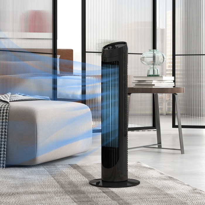 Ventilador de Torre 45W Ventilador Vertical Silencioso con 3 Velocidades Oscilación 70° para Salón Dormitorio Oficina Ø27x75 cm Negro