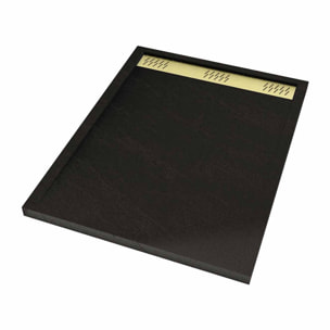 Receveur en acrylique Noir Effet Pierre 90x120x4 cm + Grilles Linéaires Chrome et Or Brossé