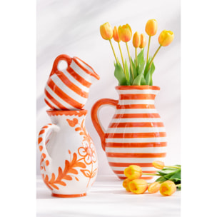 J-Line cruche Granada Stripes - céramique - blanc/orange - large
