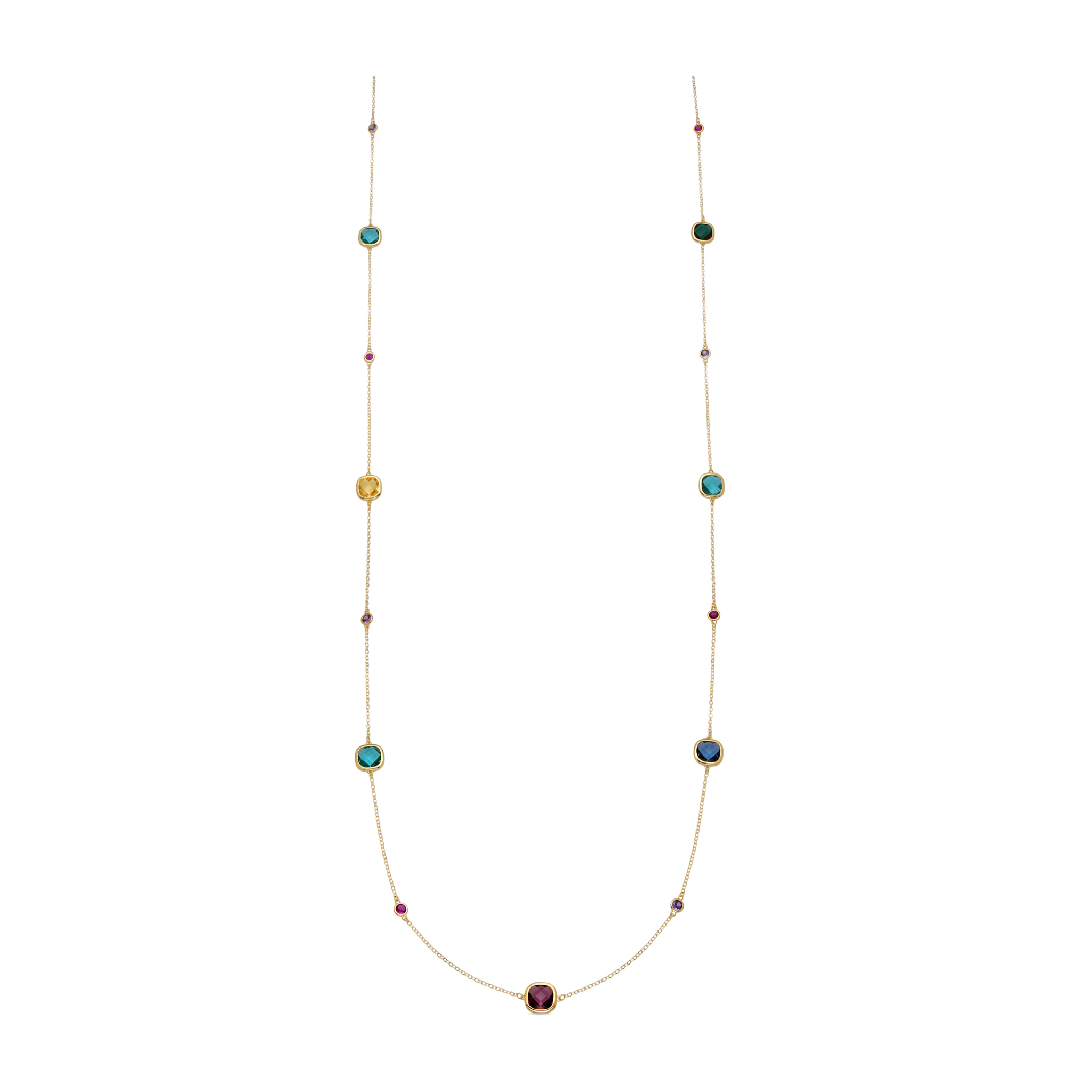 Collar de Cuarzo Hidrotermal Multicolor acabado en rodio
