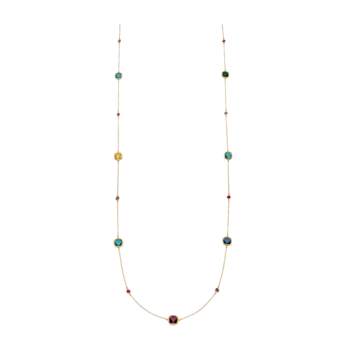 Collar de Cuarzo Hidrotermal Multicolor acabado en rodio