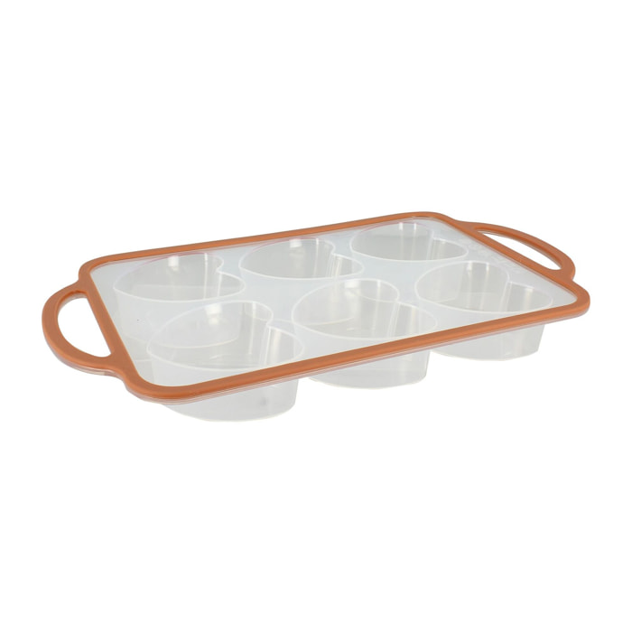 Moule à patisserie mady 6 compartiments coeur silicone acier carbone