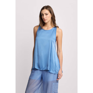 Kocca - Top smanicato in viscosa Donna, Tinta unita, Girocollo