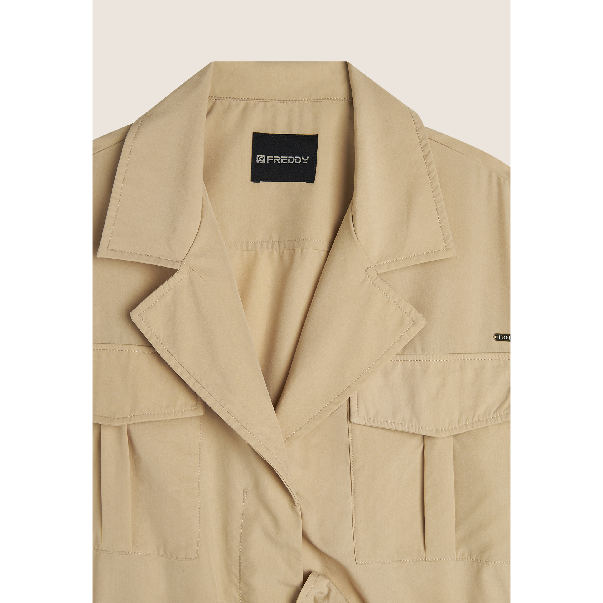 Trench donna senza maniche con cintura in vita