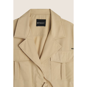 Trench donna senza maniche con cintura in vita