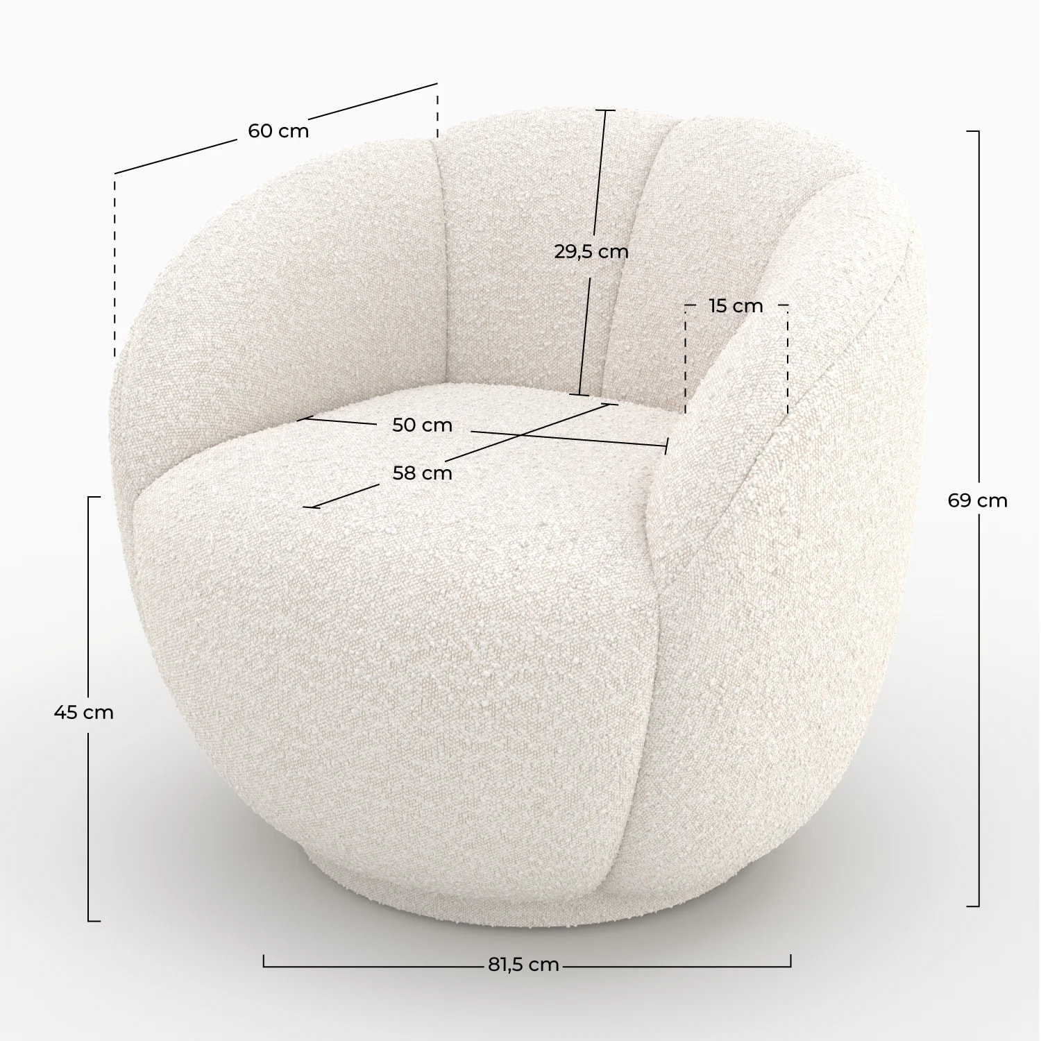 Fauteuil en tissu bouclé blanc - Ysé