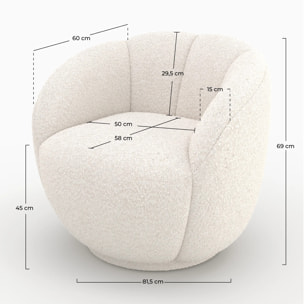 Fauteuil en tissu bouclé blanc - Ysé