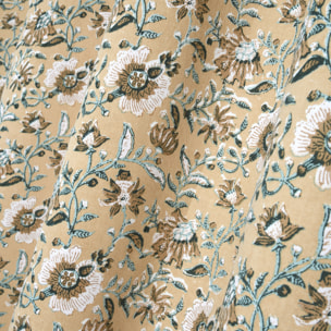 Rideau à oeillets floral abstrait - Jaune moutarde