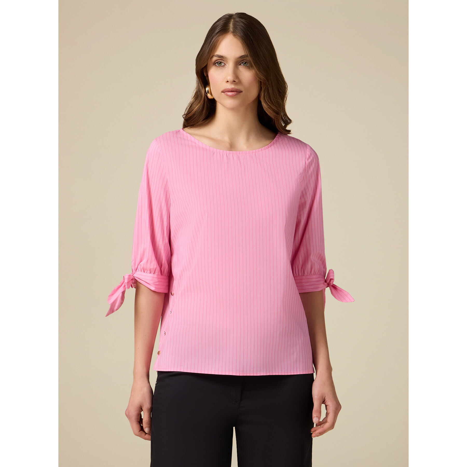 Oltre - Blusa de popelina con botones - Rosa