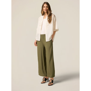Oltre - Pantalones palazzo de viscosa - Verde militare