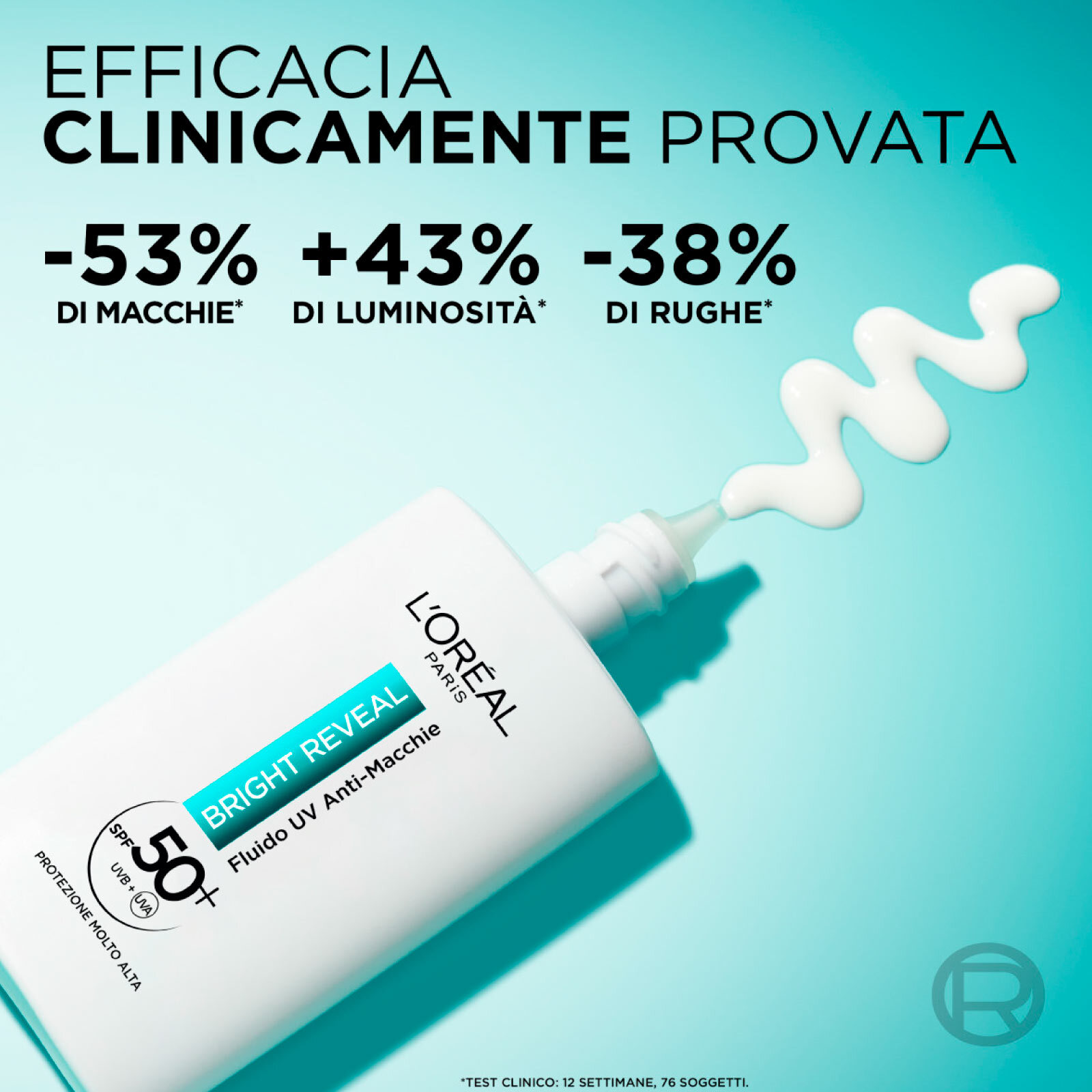 Fluido UV Anti-Macchie Protezione SPF 50+ Bright Reveal con Niacinamide e Vitamina E - Flacone da 50ml