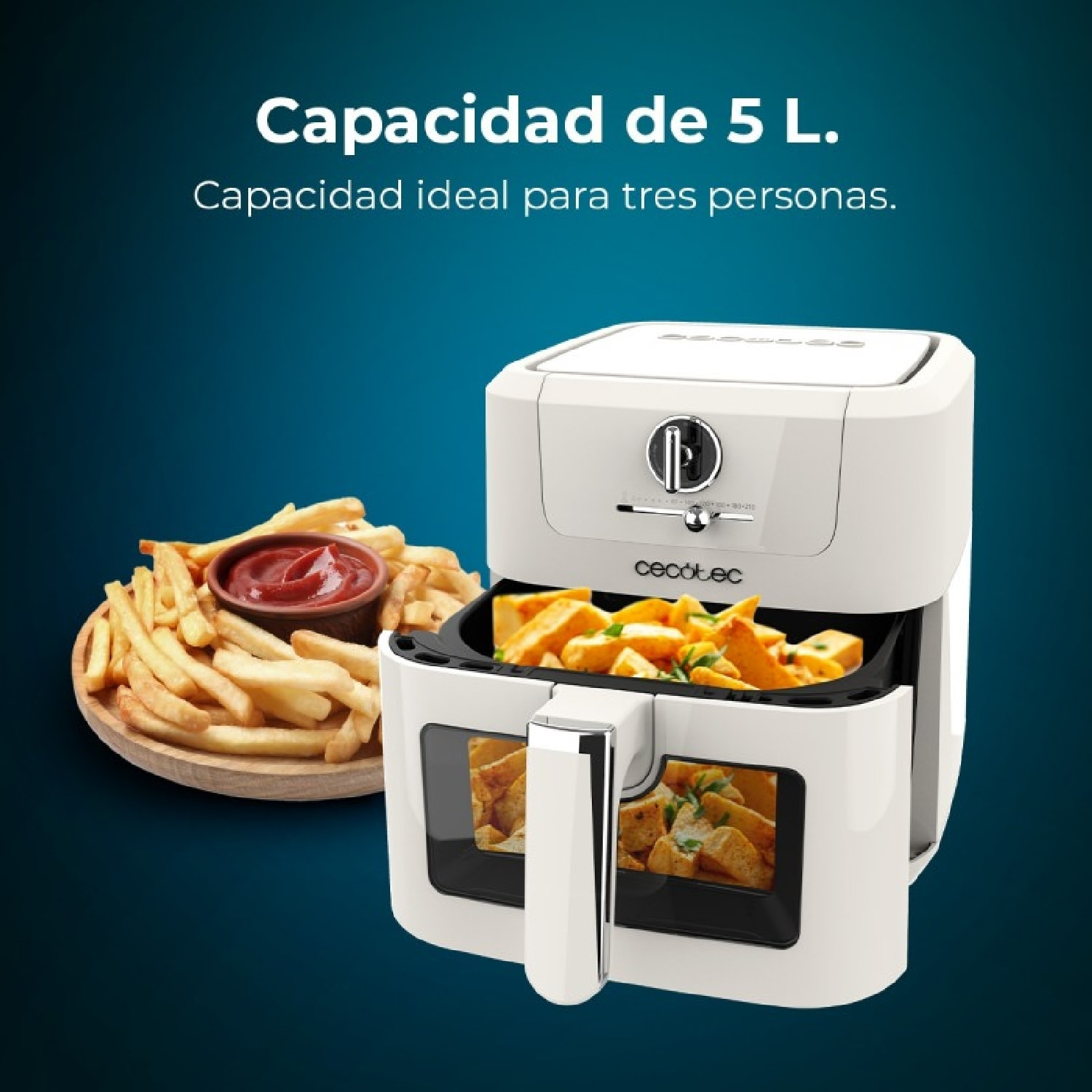 Cecotec Freidora de Aire sin Aceite de 5 L con Ventana Air Fryer Cecofry Antique