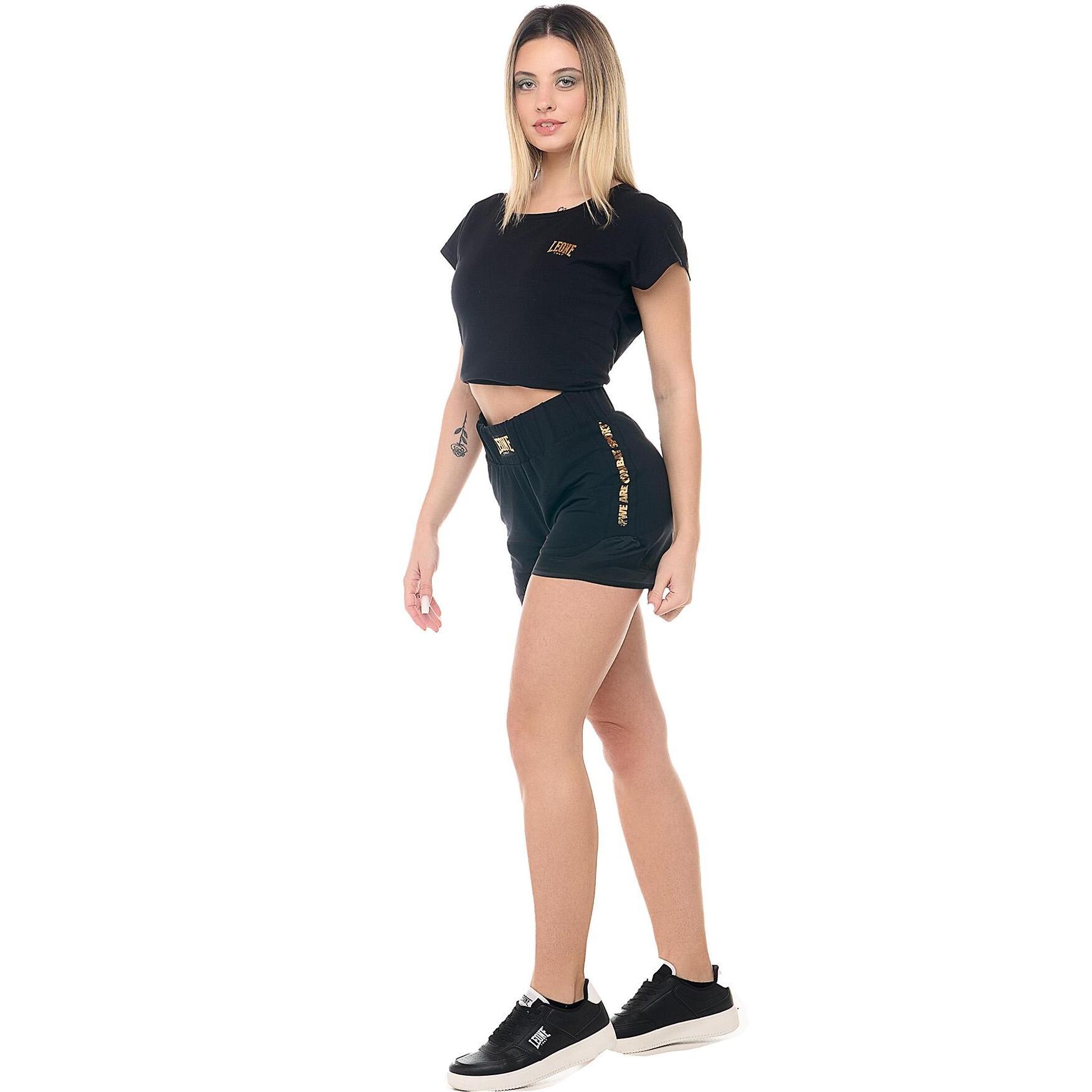 Pantalón corto de mujer estilo boxeo con logo dorado Leone Gold