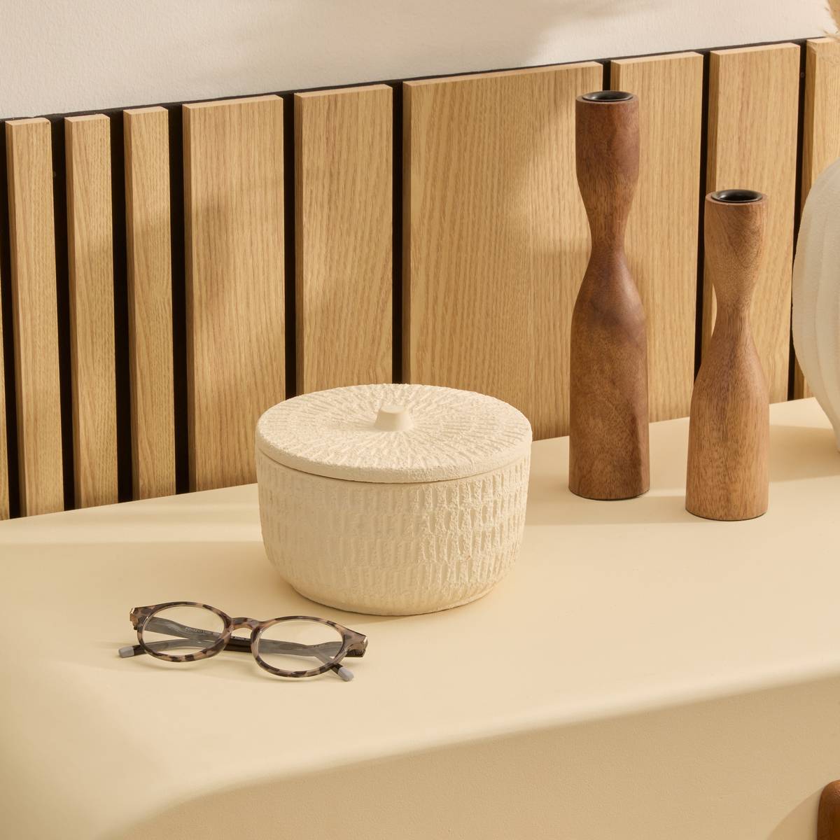 Boîte déco Sien D15,5cm céramique blanc