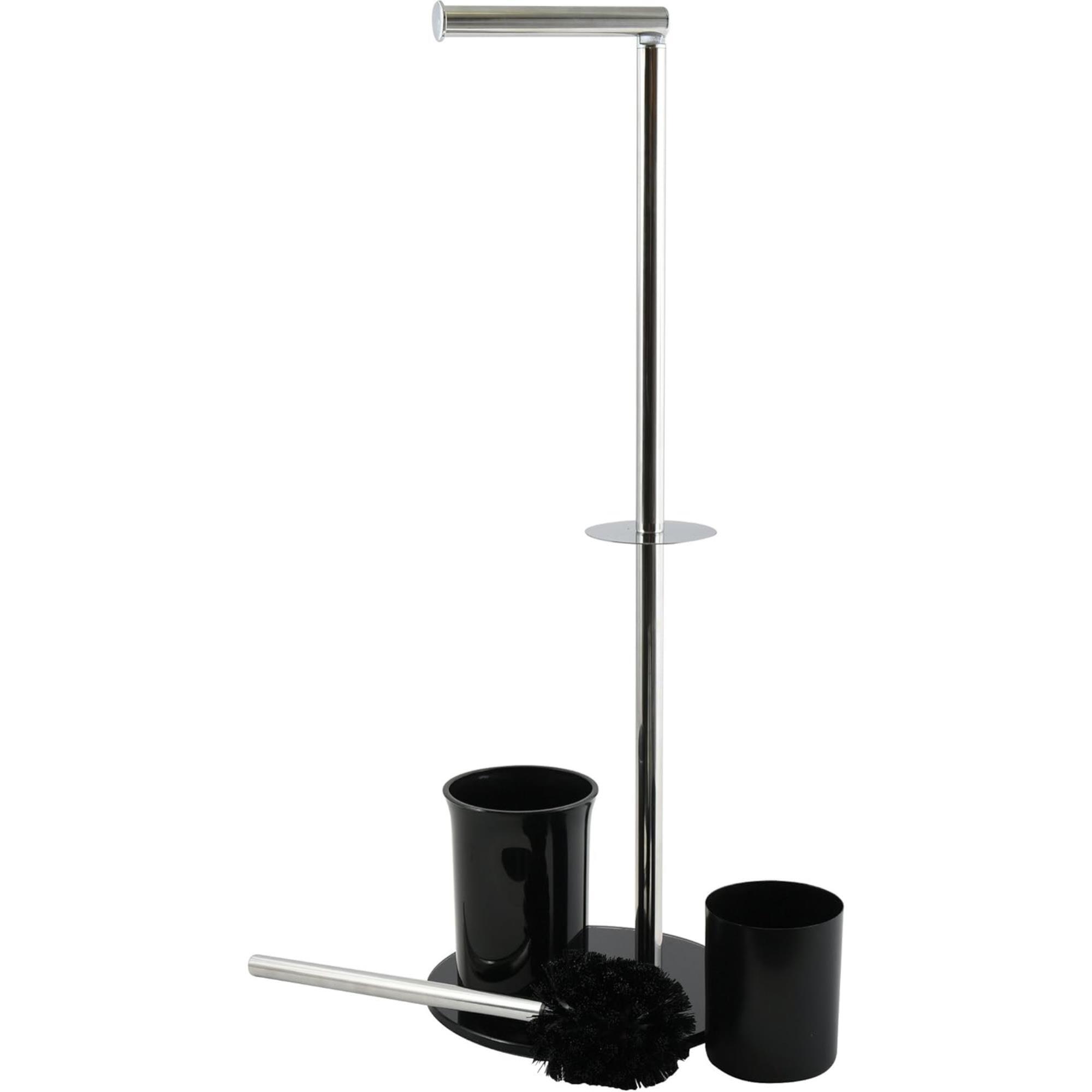 Escobillero de WC en Vidrio, Acero inoxidable y plástico en color Negro