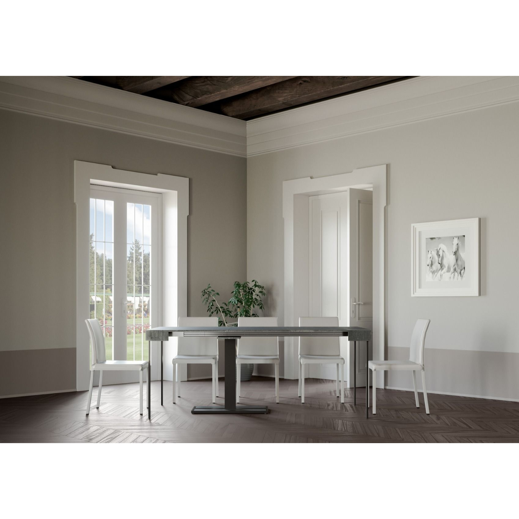 Consola extensible 90x40/196 cm Capital Small Cemento estructura Antracita