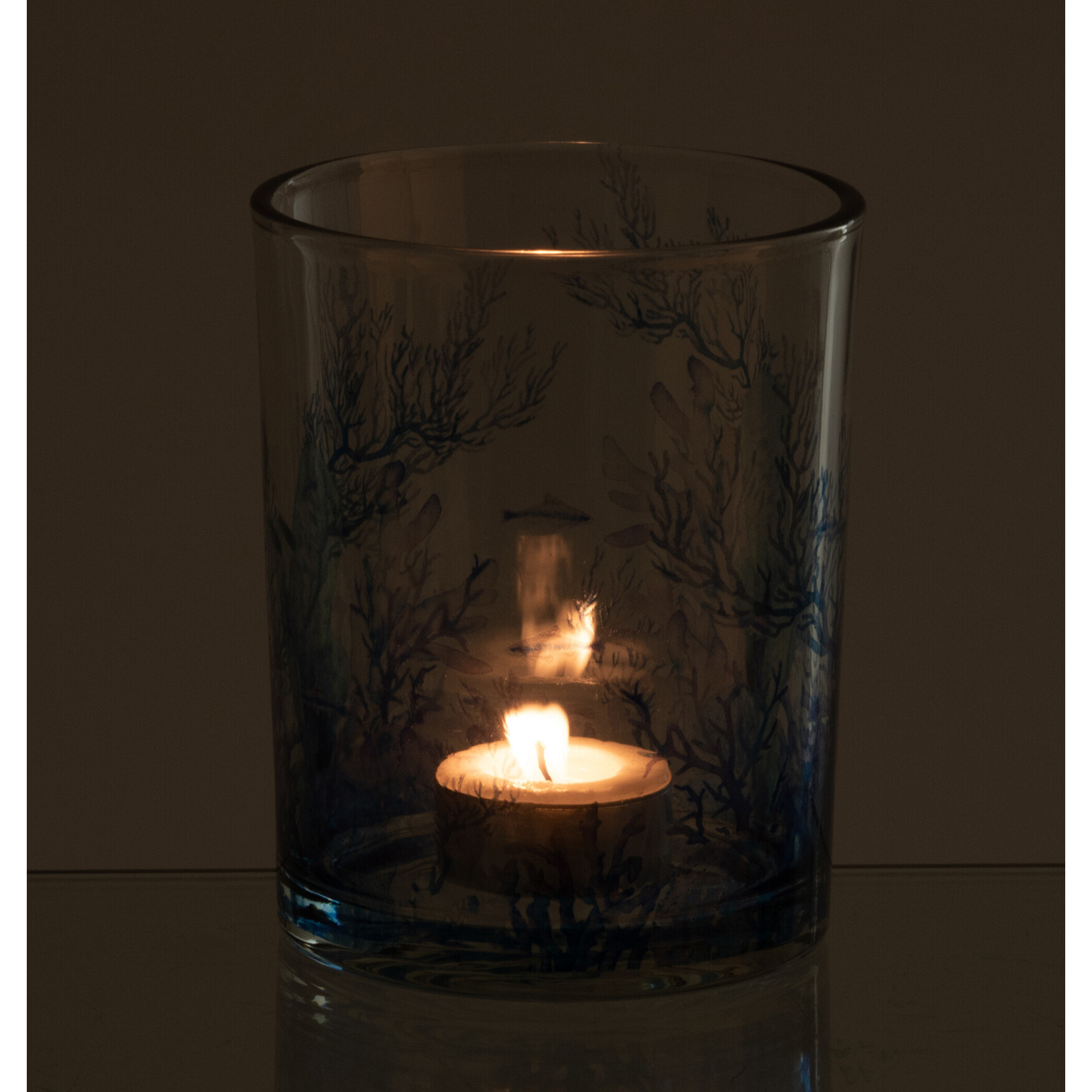 J-Line Photophore Corail - verre - bleu/transparent - medium