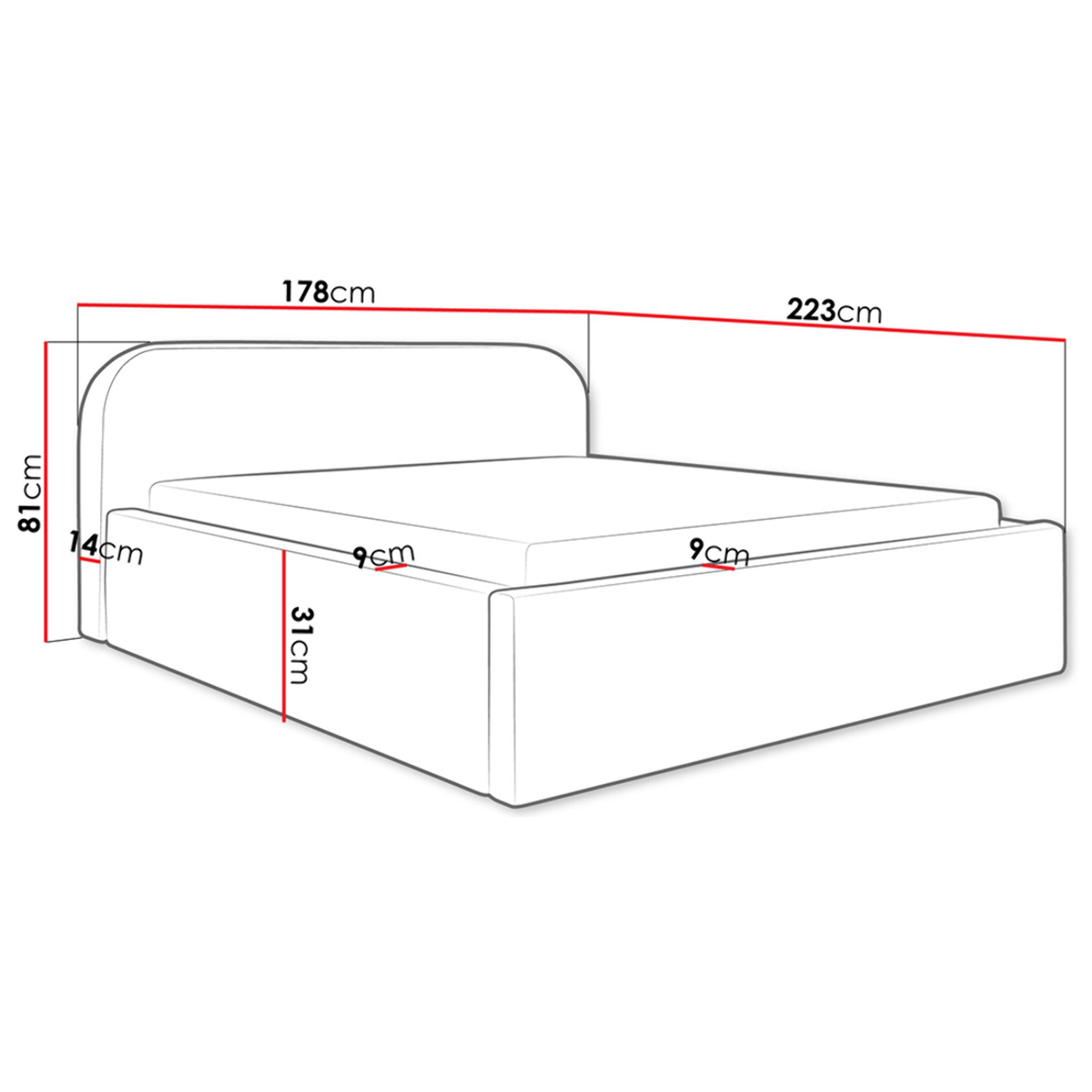 Orane - lit coffre - 160x200 cm - en tissu bouclette - Rose